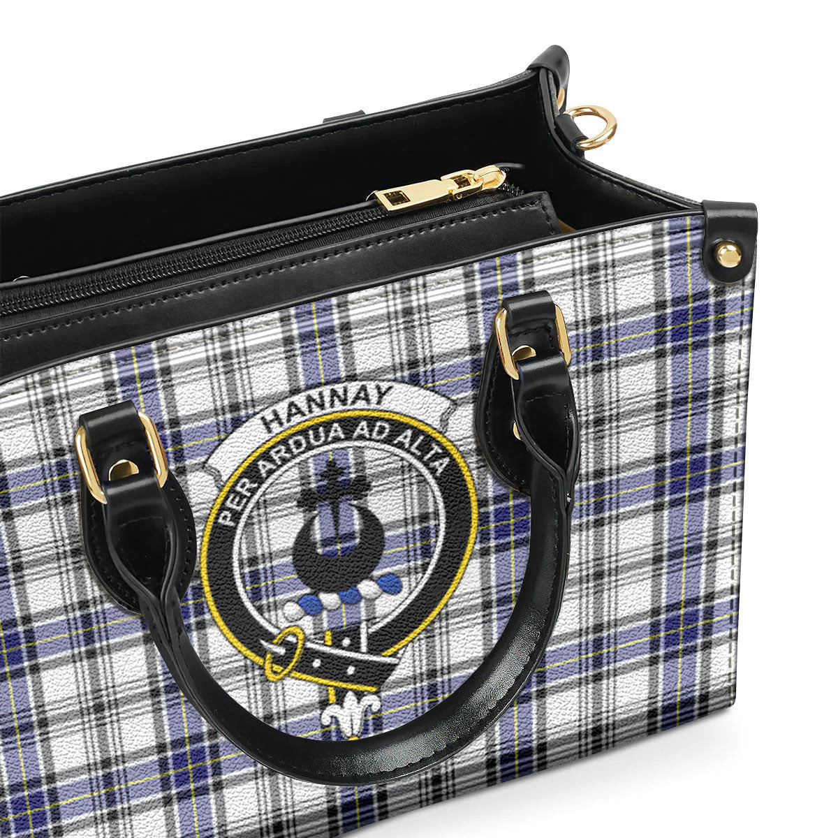 Hannay Modern Tartan Crest Leather Handbag