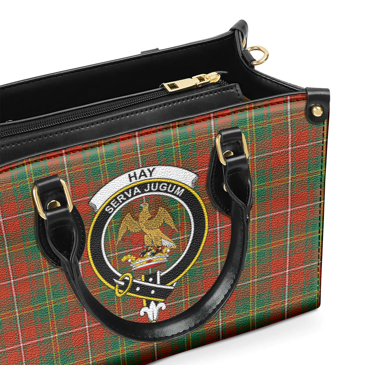 Hay Ancient Tartan Crest Leather Handbag