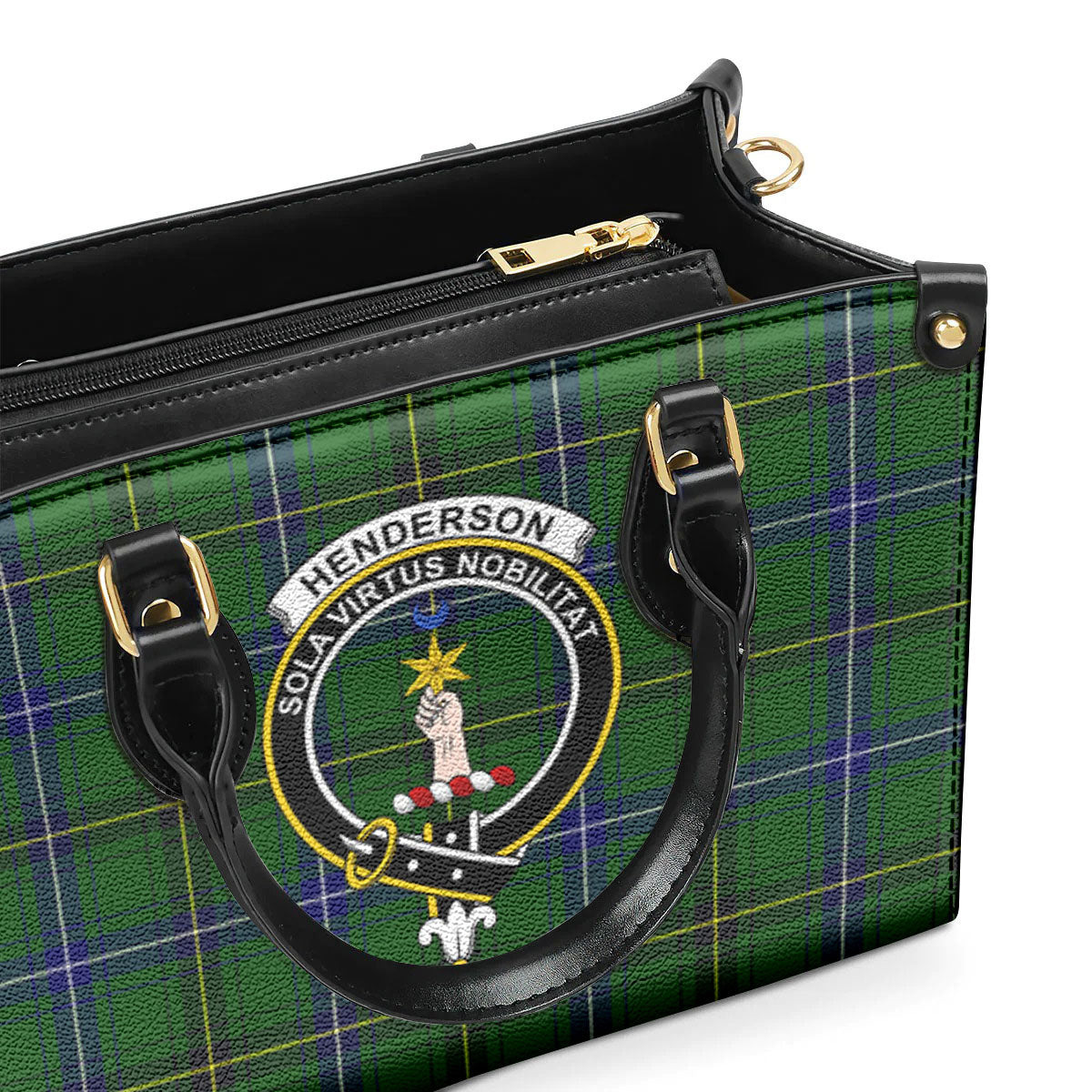 Henderson Modern Tartan Crest Leather Handbag