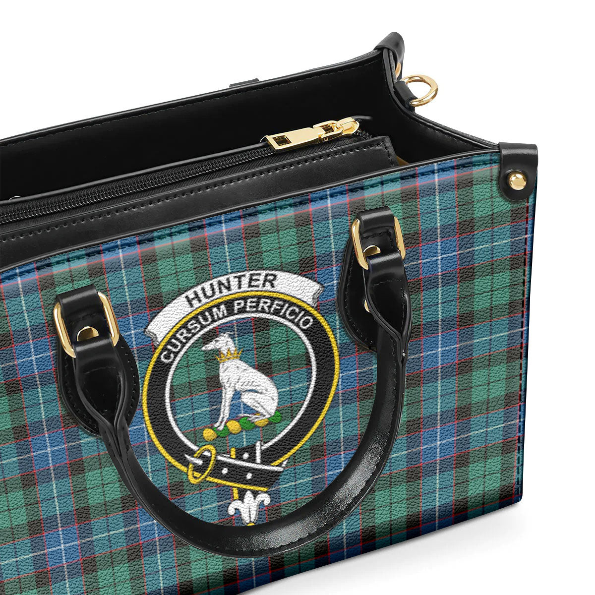 Hunter Ancient Tartan Crest Leather Handbag