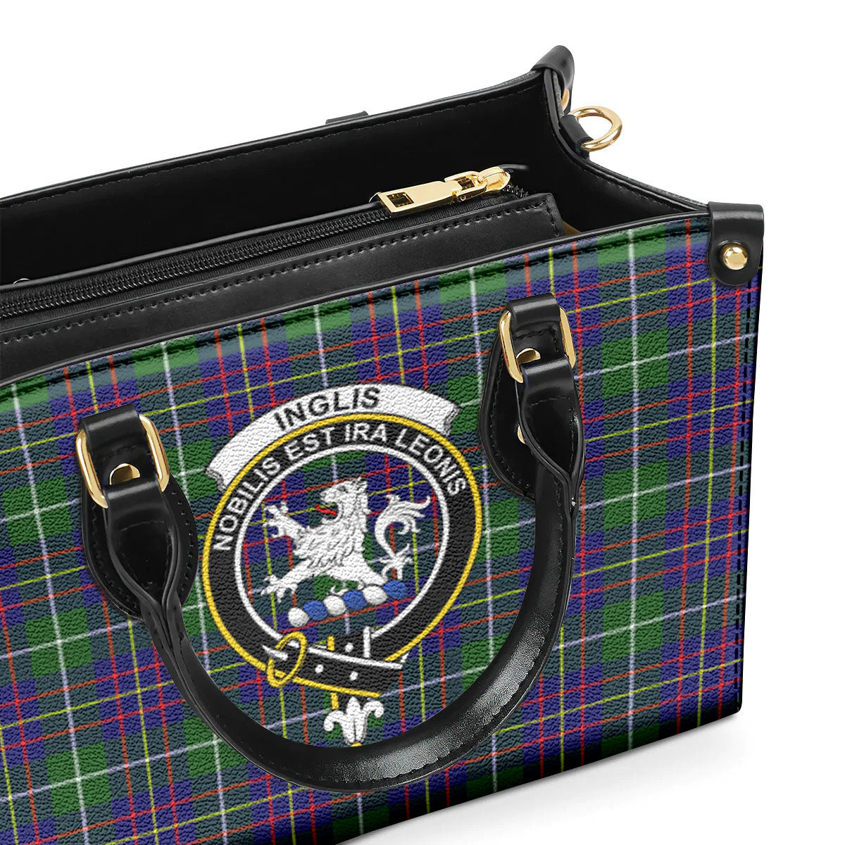 Inglis Modern Tartan Crest Leather Handbag