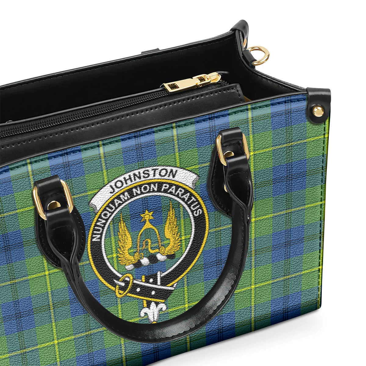 Johnston Ancient Tartan Crest Leather Handbag