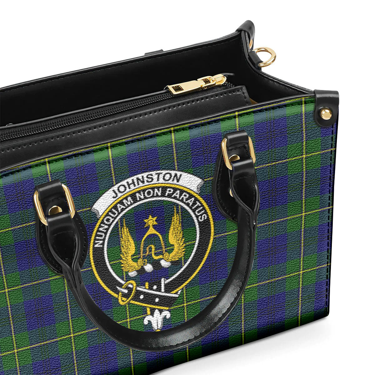 Johnston Modern Tartan Crest Leather Handbag