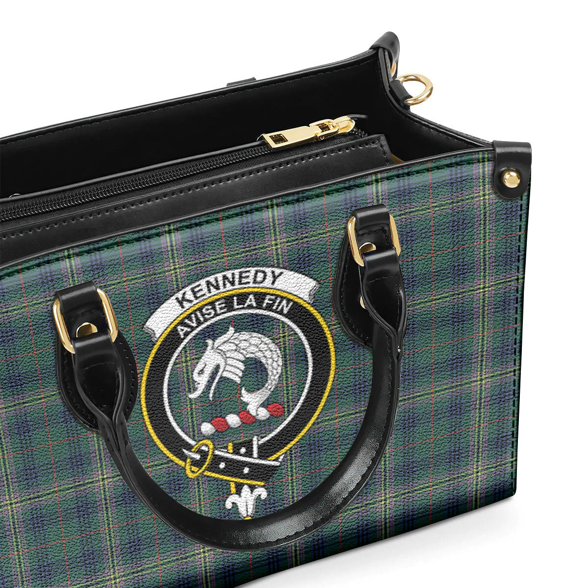 Kennedy Modern Tartan Crest Leather Handbag