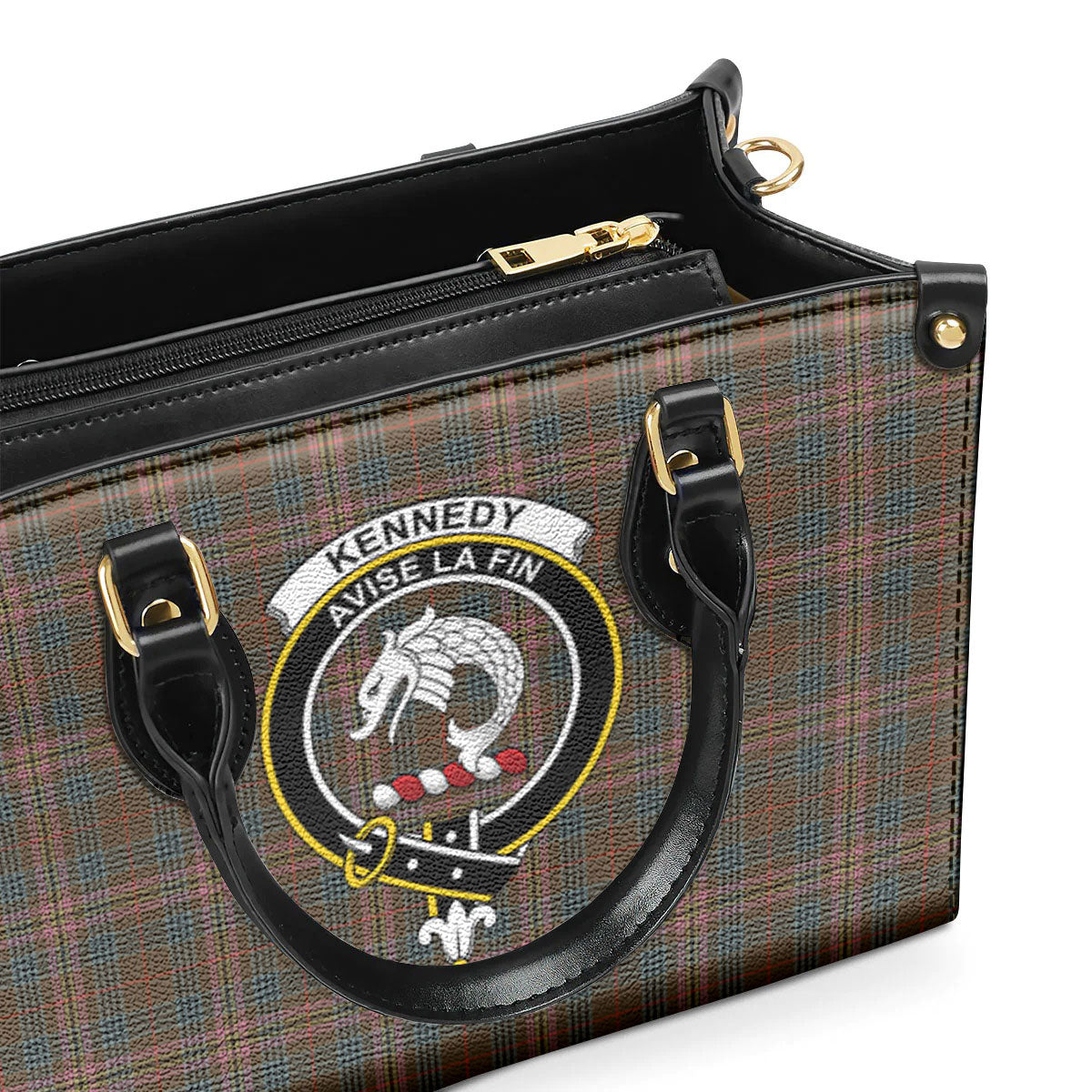 Kennedy Weathered Tartan Crest Leather Handbag