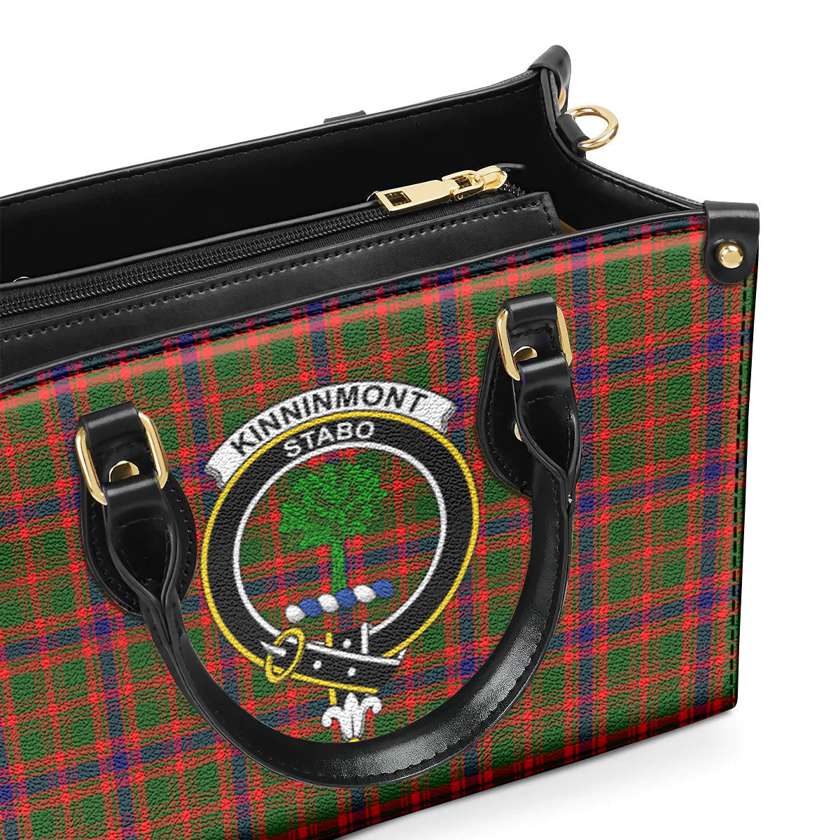 Kinninmont Tartan Crest Leather Handbag