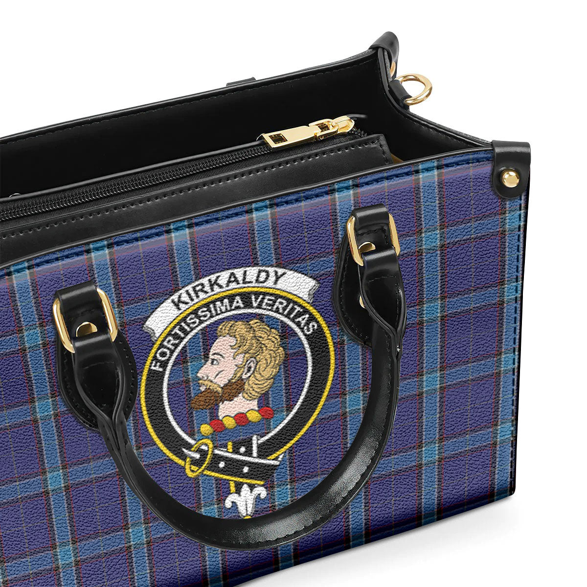 Kirkaldy Tartan Crest Leather Handbag