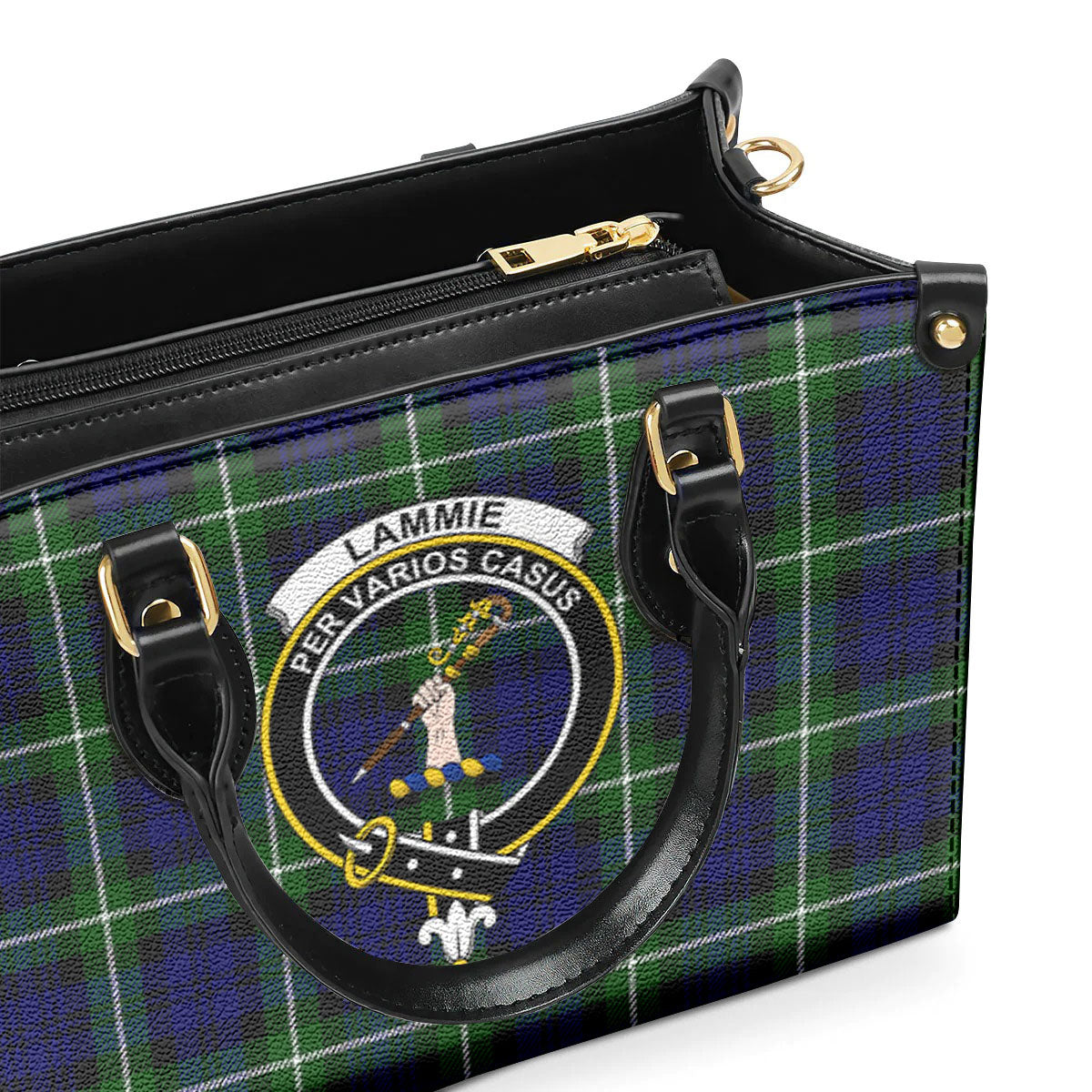 Lammie Tartan Crest Leather Handbag