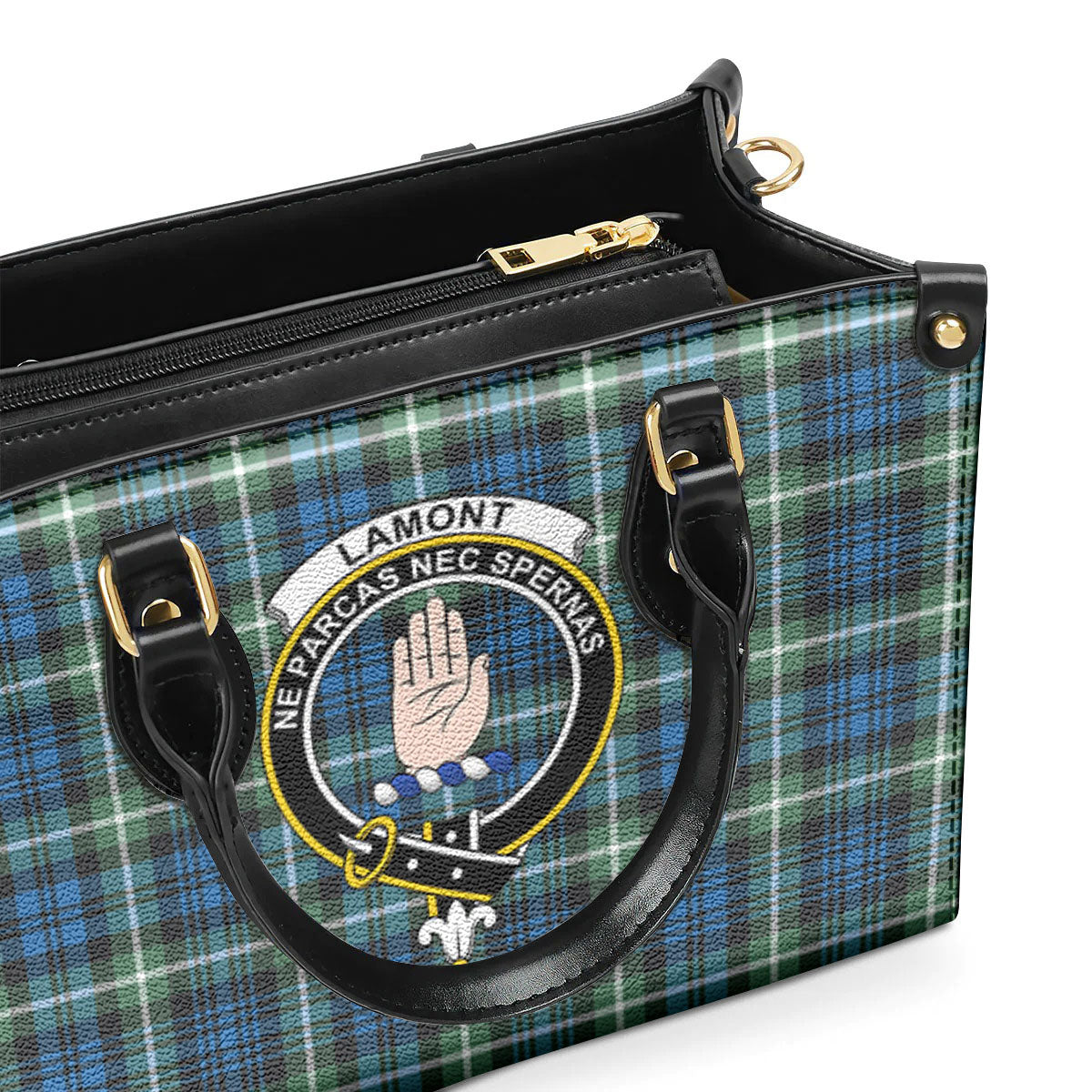 Lamont Ancient Tartan Crest Leather Handbag