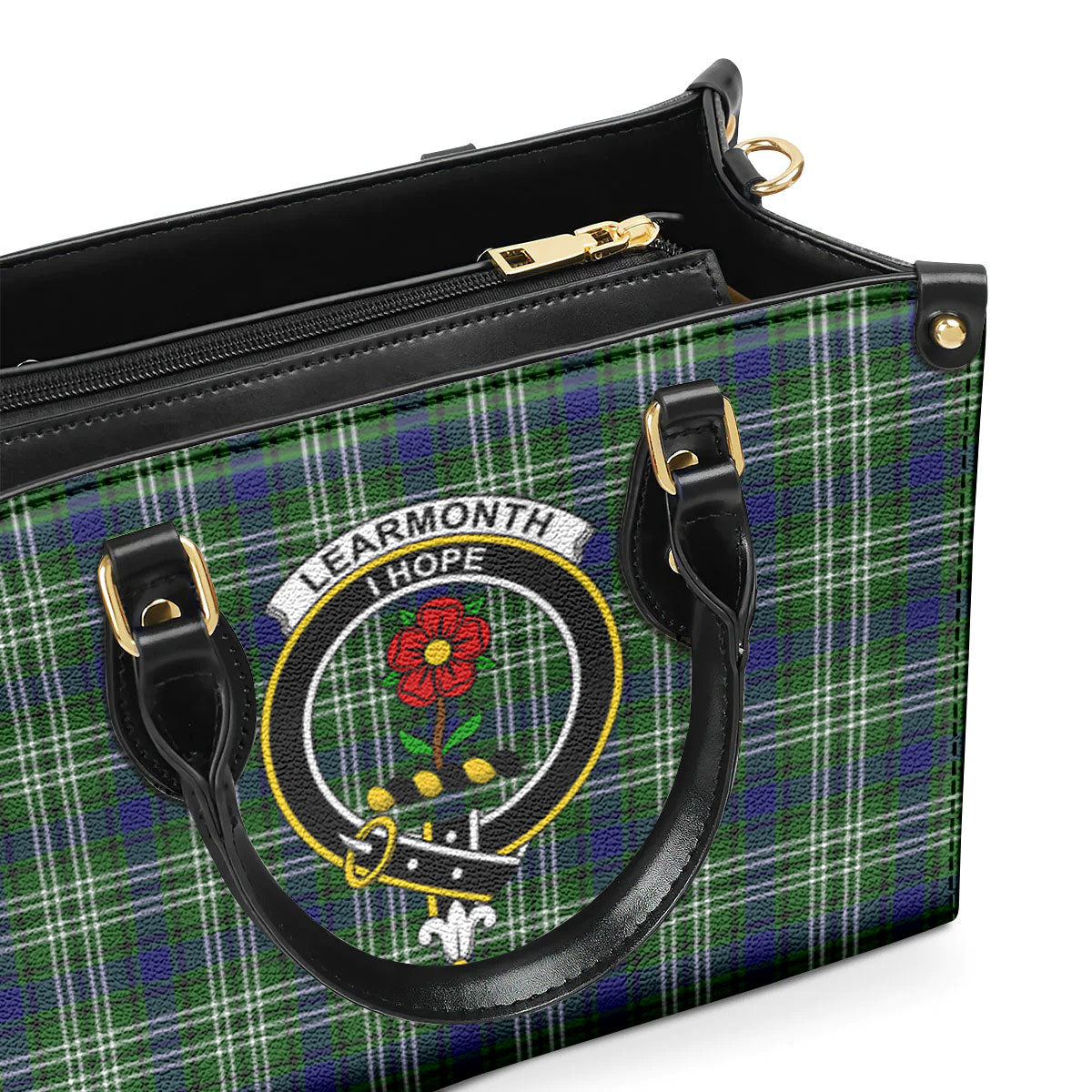 Learmonth Tartan Crest Leather Handbag