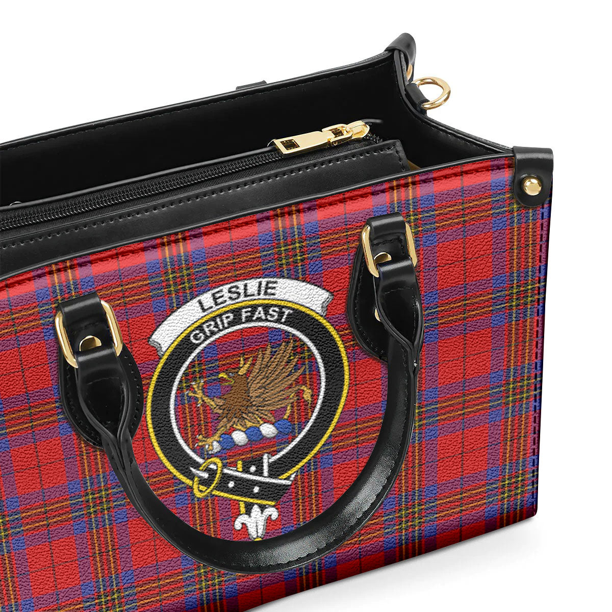 Leslie Modern Tartan Crest Leather Handbag