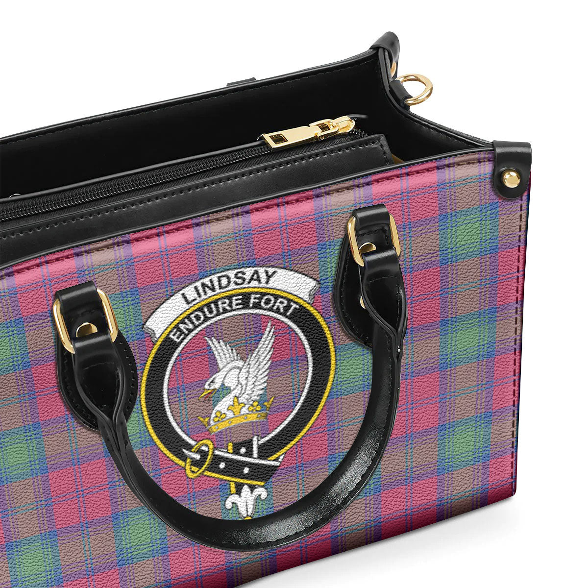 Lindsay Ancient Tartan Crest Leather Handbag