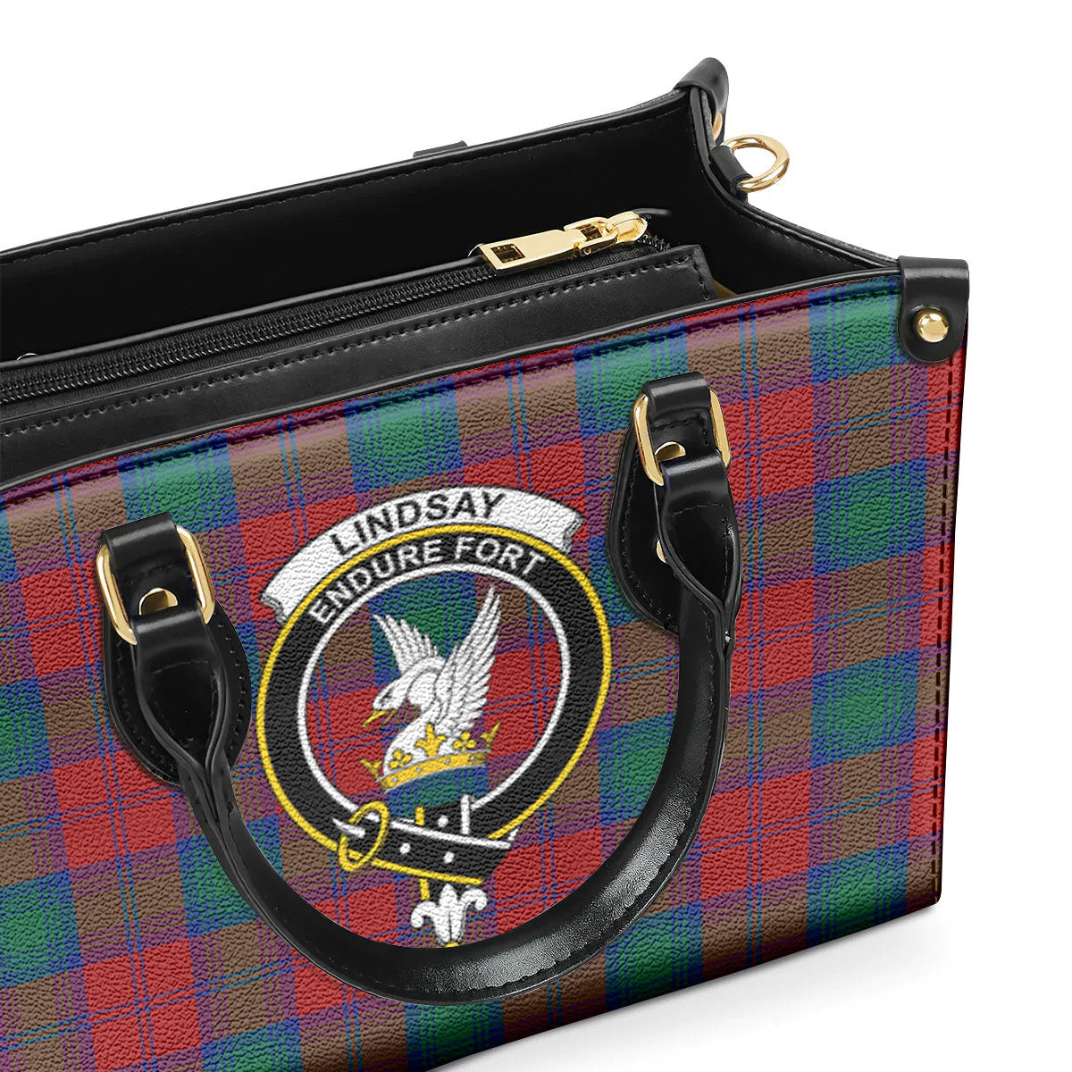 Lindsay Modern Tartan Crest Leather Handbag