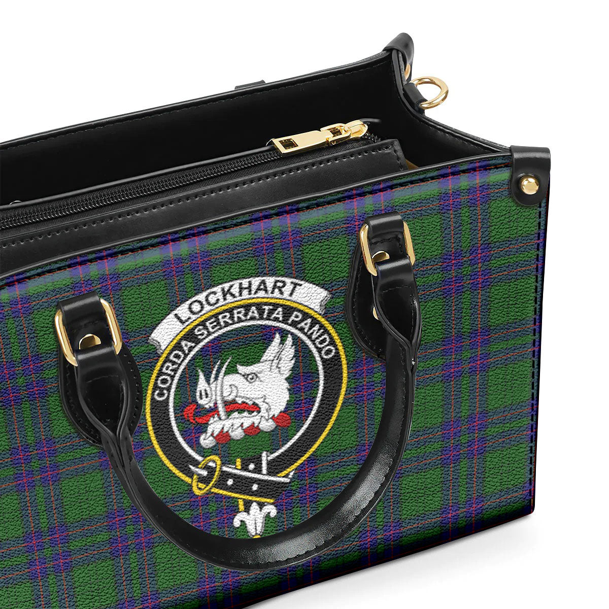 Lockhart Modern Tartan Crest Leather Handbag