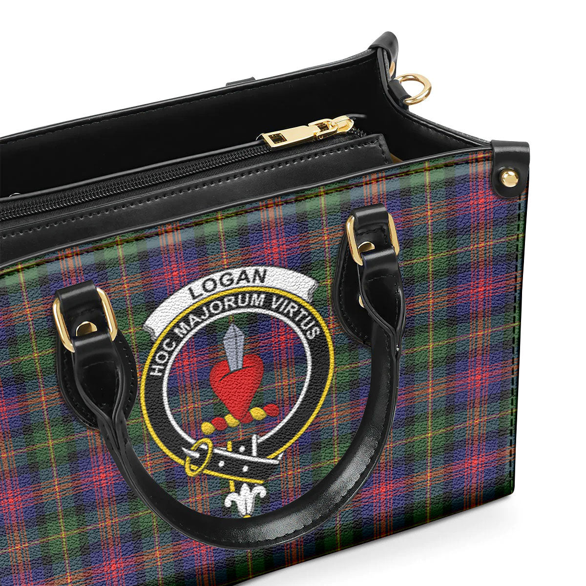 Logan Modern Tartan Crest Leather Handbag