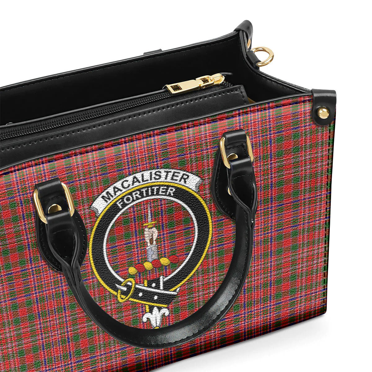 MacAlister Modern Tartan Crest Leather Handbag