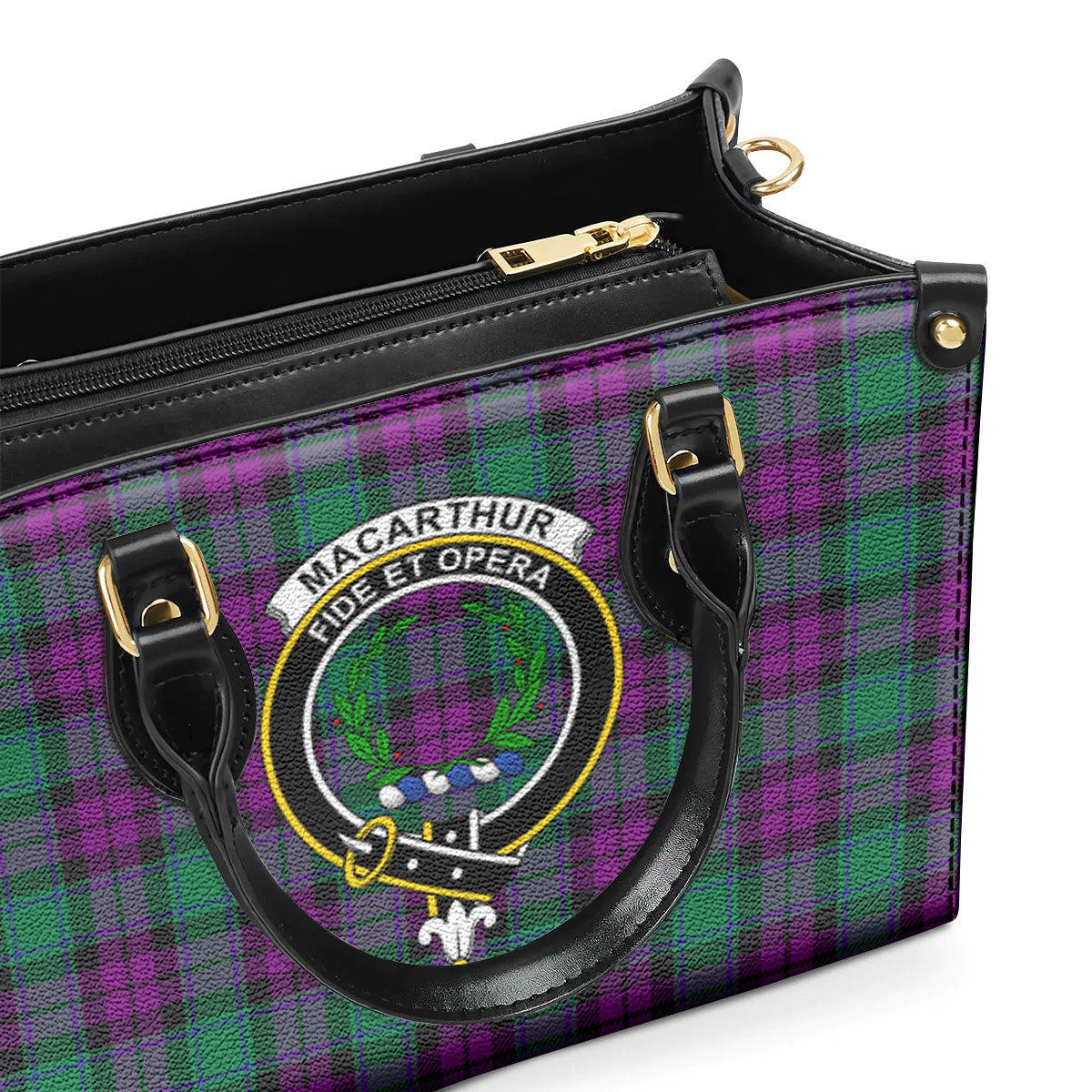 MacArthur – Milton Tartan Crest Leather Handbag