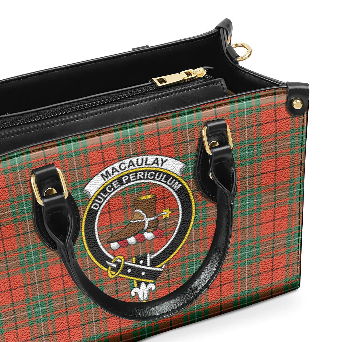 MacAulay Ancient Tartan Crest Leather Handbag