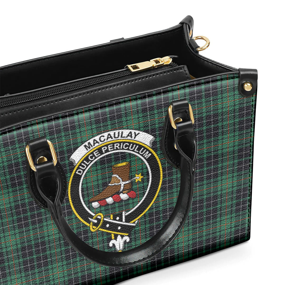 MacAulay Hunting Ancient Tartan Crest Leather Handbag