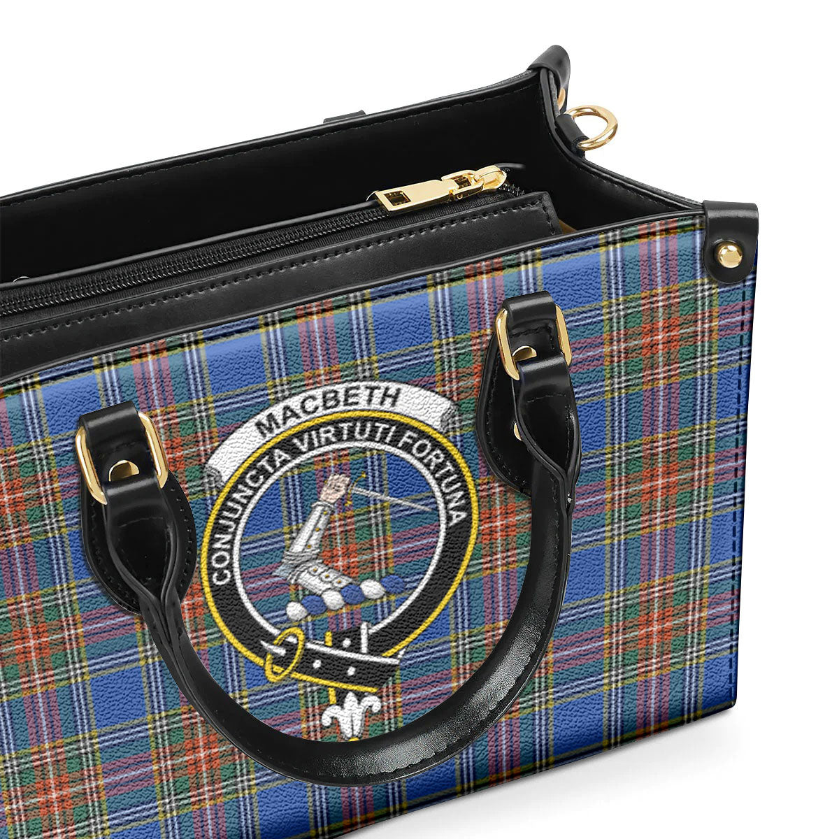 MacBeth Ancient Tartan Crest Leather Handbag