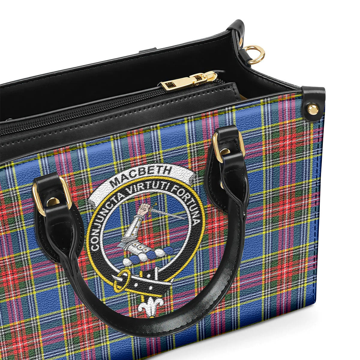 MacBeth Modern Tartan Crest Leather Handbag