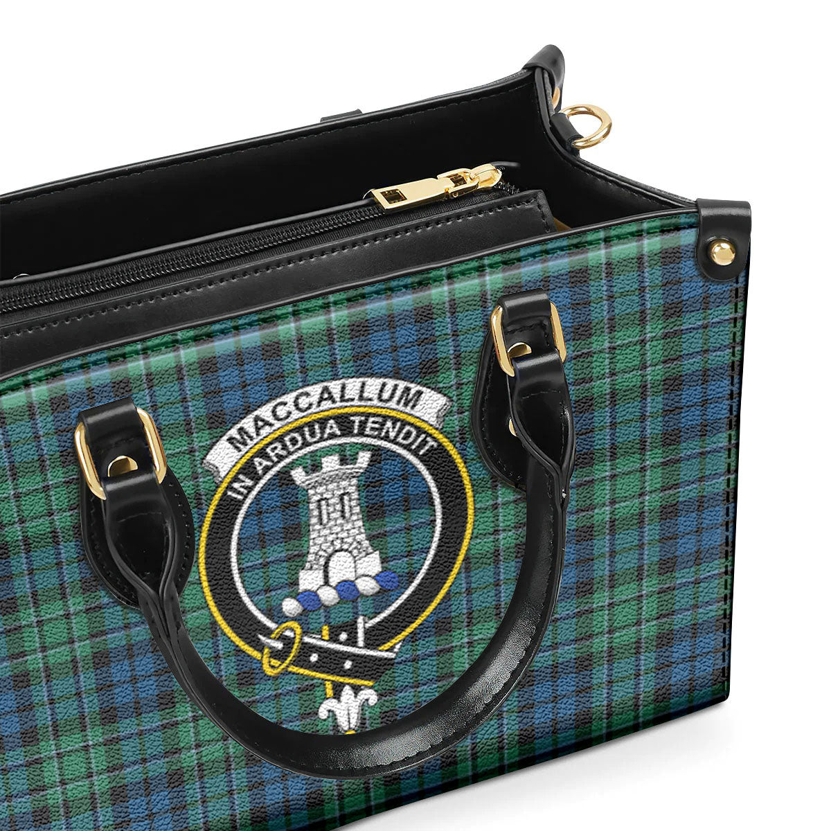 MacCallum Ancient Tartan Crest Leather Handbag