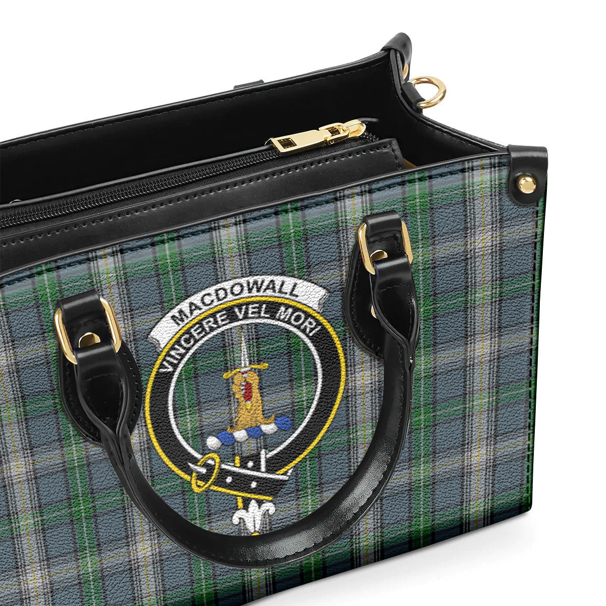 MacDowall Tartan Crest Leather Handbag