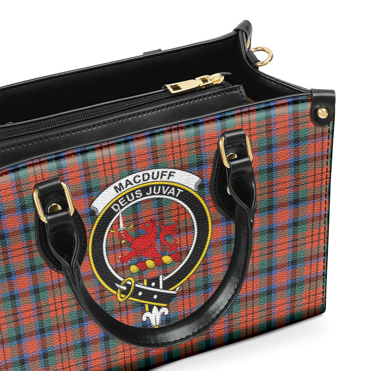 MacDuff Ancient Tartan Crest Leather Handbag