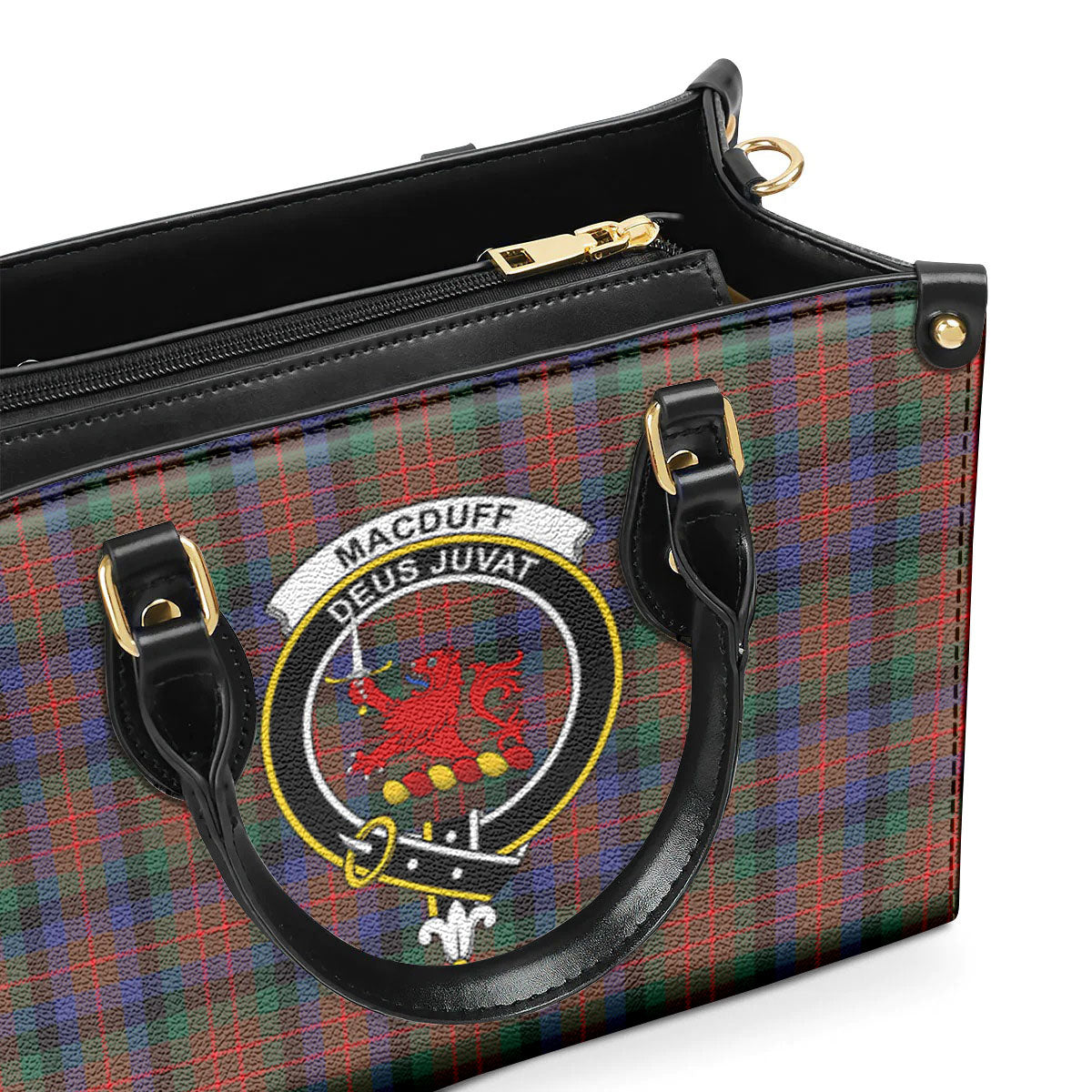 MacDuff Hunting Modern Tartan Crest Leather Handbag