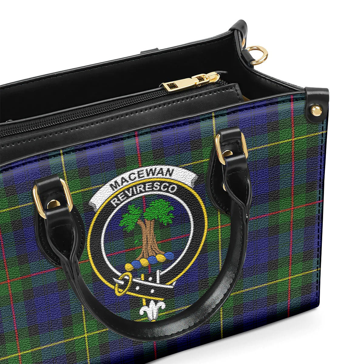 MacEwan Modern Tartan Crest Leather Handbag