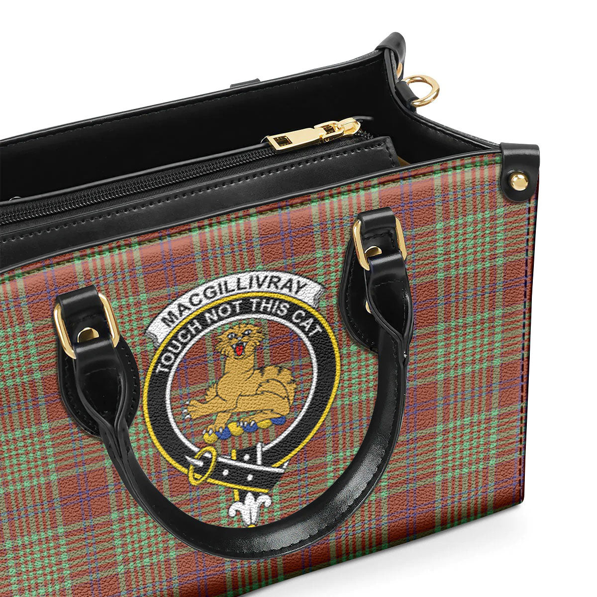 MacGillivray Hunting Ancient Tartan Crest Leather Handbag