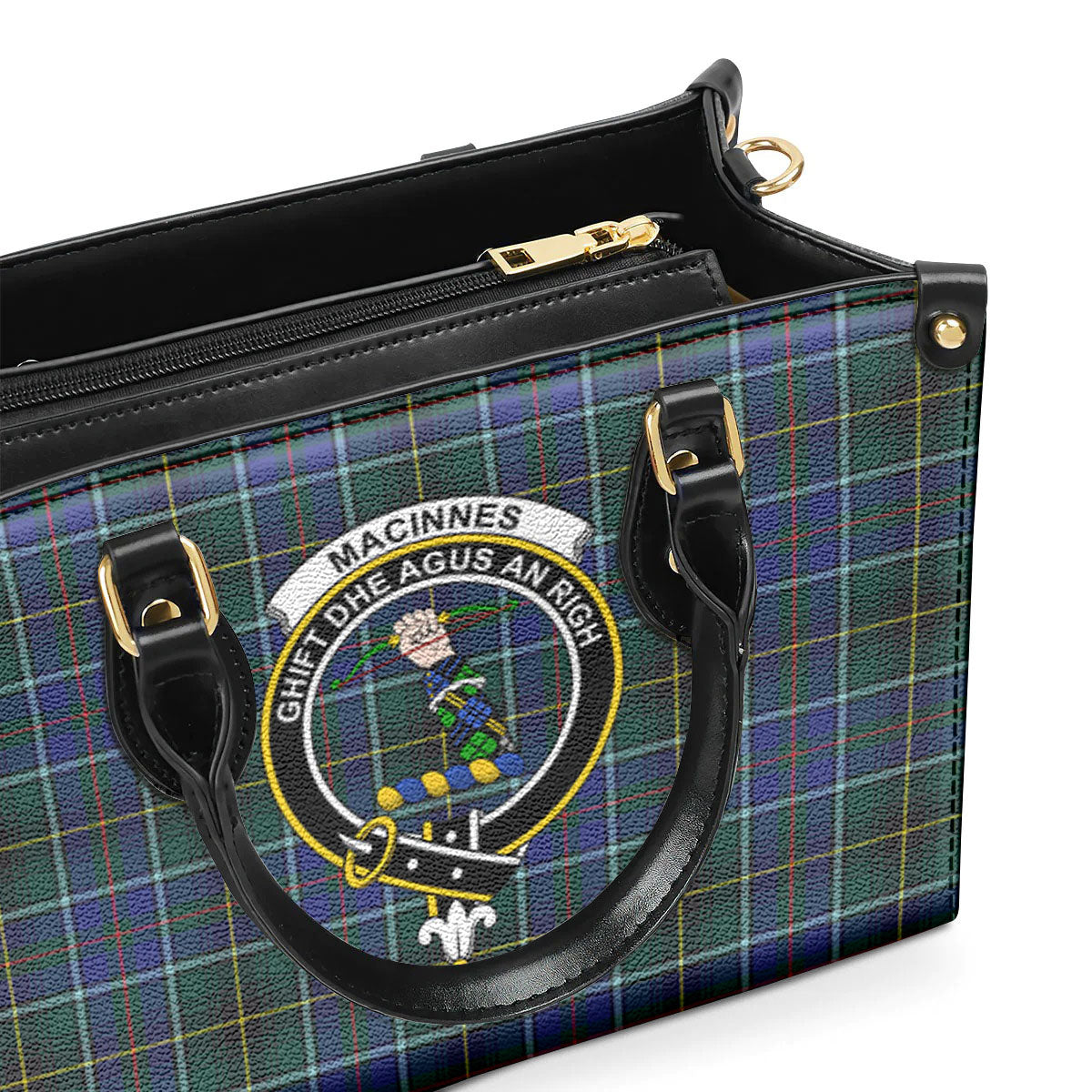 MacInnes Modern Tartan Crest Leather Handbag