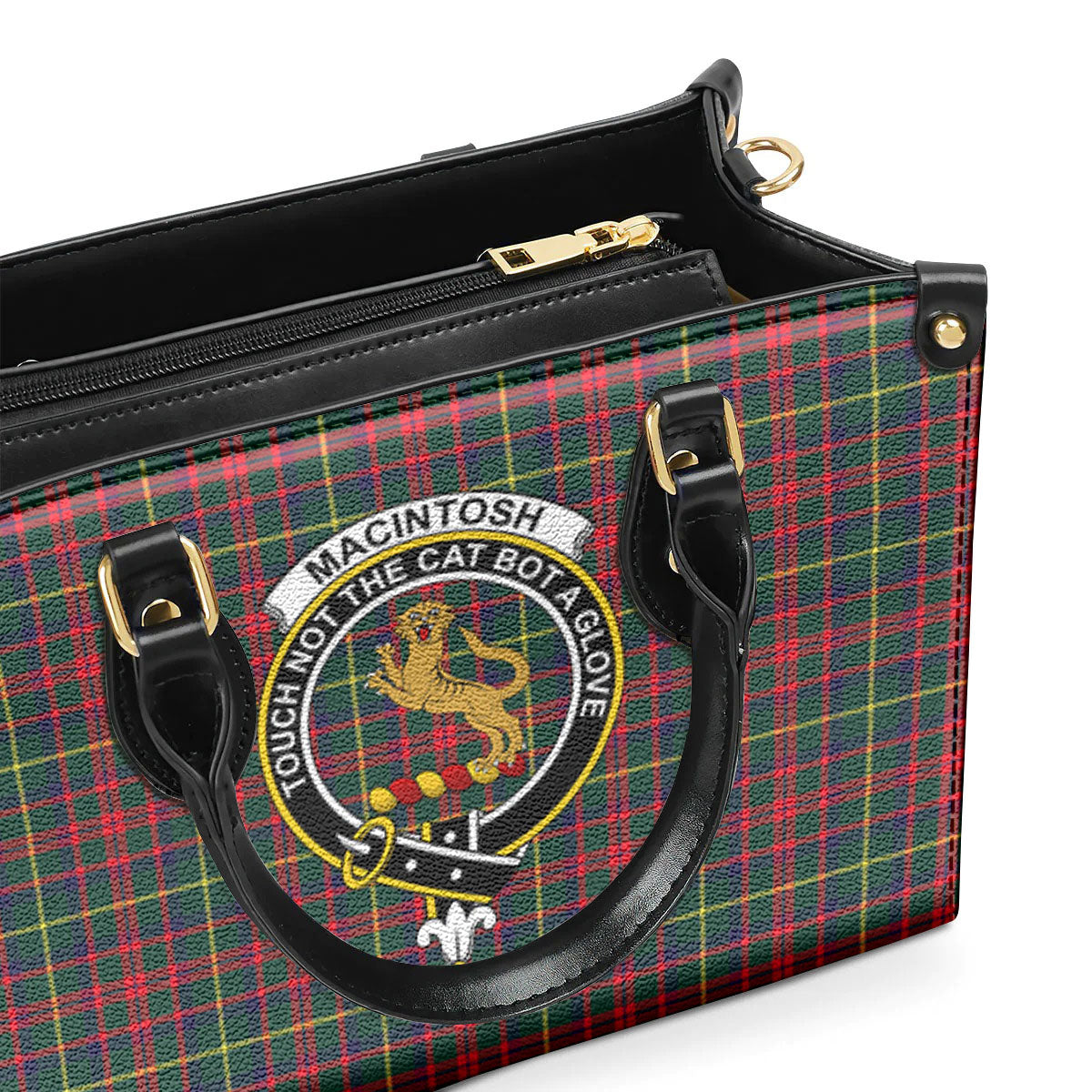 MacIntosh Hunting Modern Tartan Crest Leather Handbag