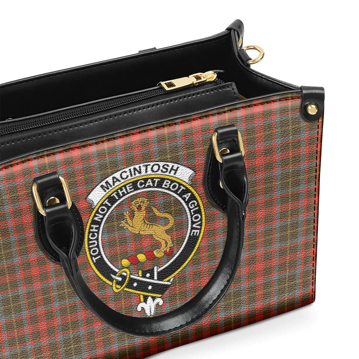 MacIntosh Hunting Weathered Tartan Crest Leather Handbag