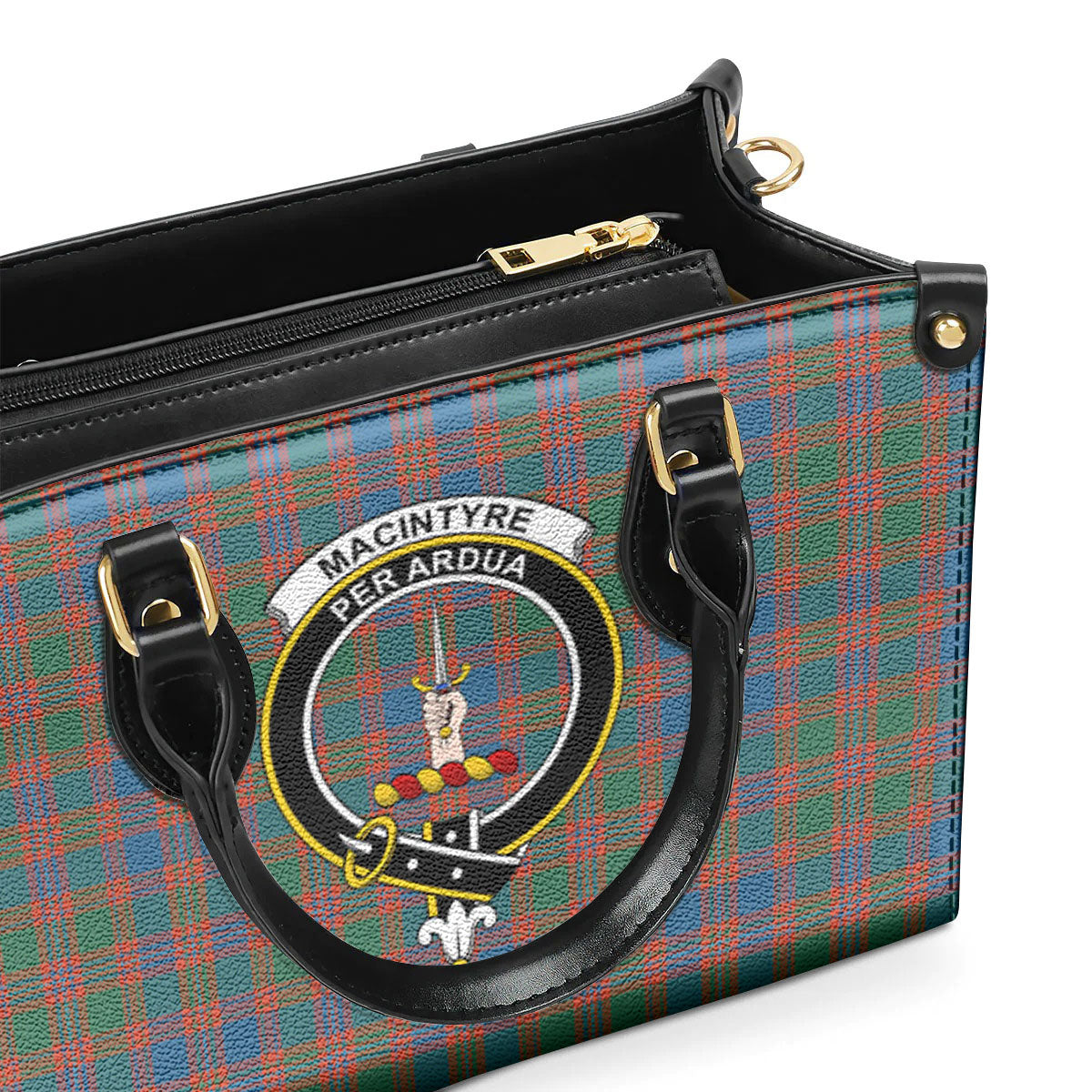 MacIntyre Ancient Tartan Crest Leather Handbag