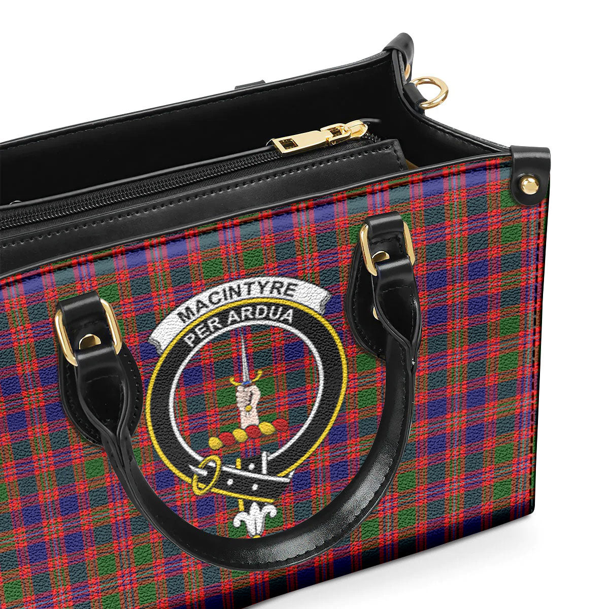 MacIntyre Modern Tartan Crest Leather Handbag