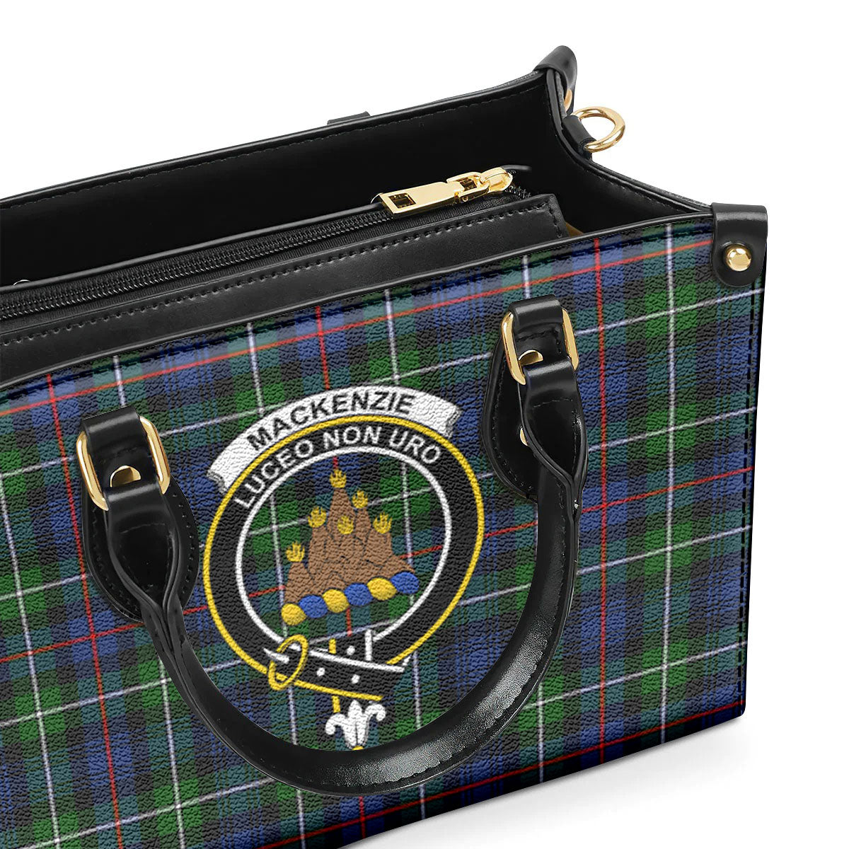 MacKenzie Modern Tartan Crest Leather Handbag