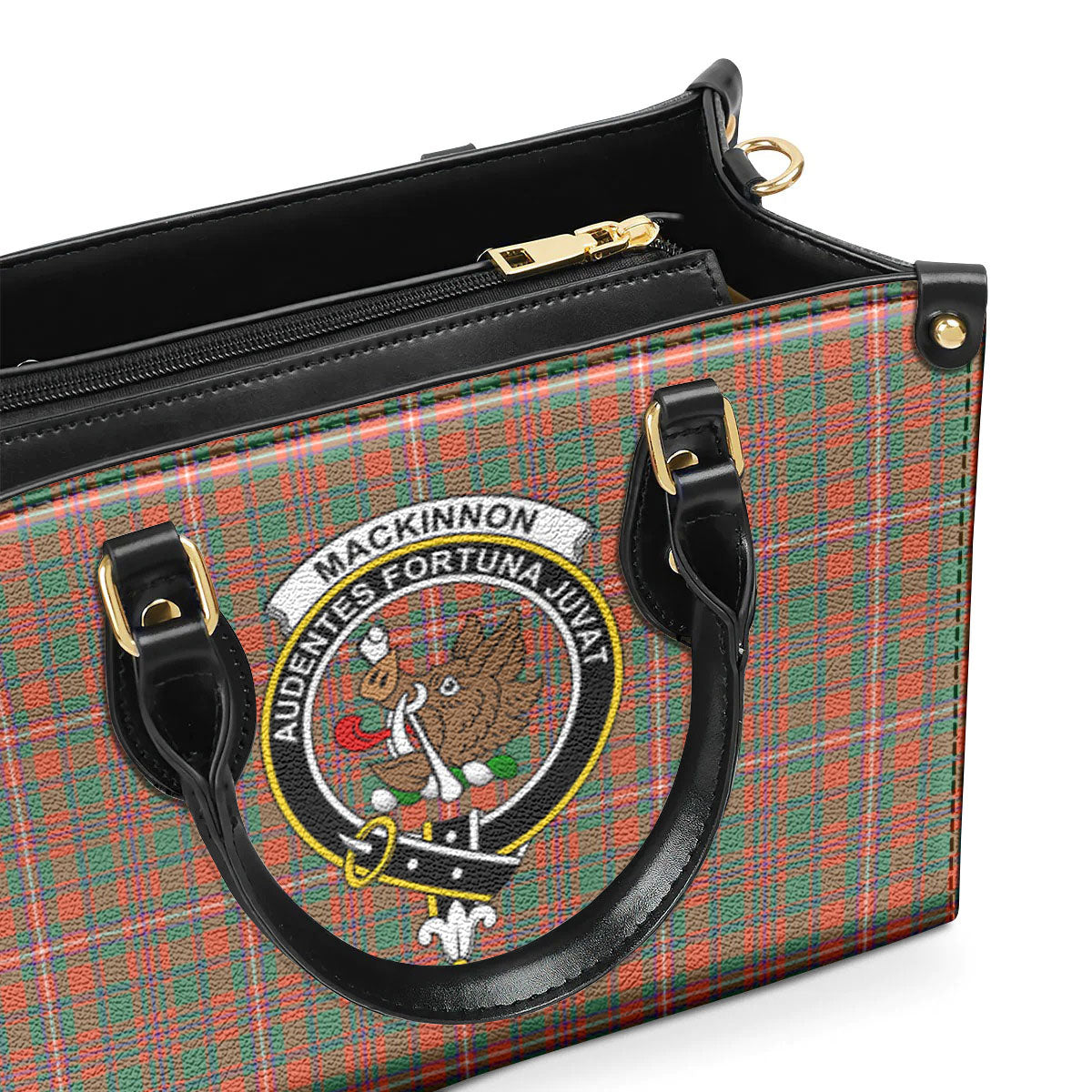 MacKinnon Ancient Tartan Crest Leather Handbag