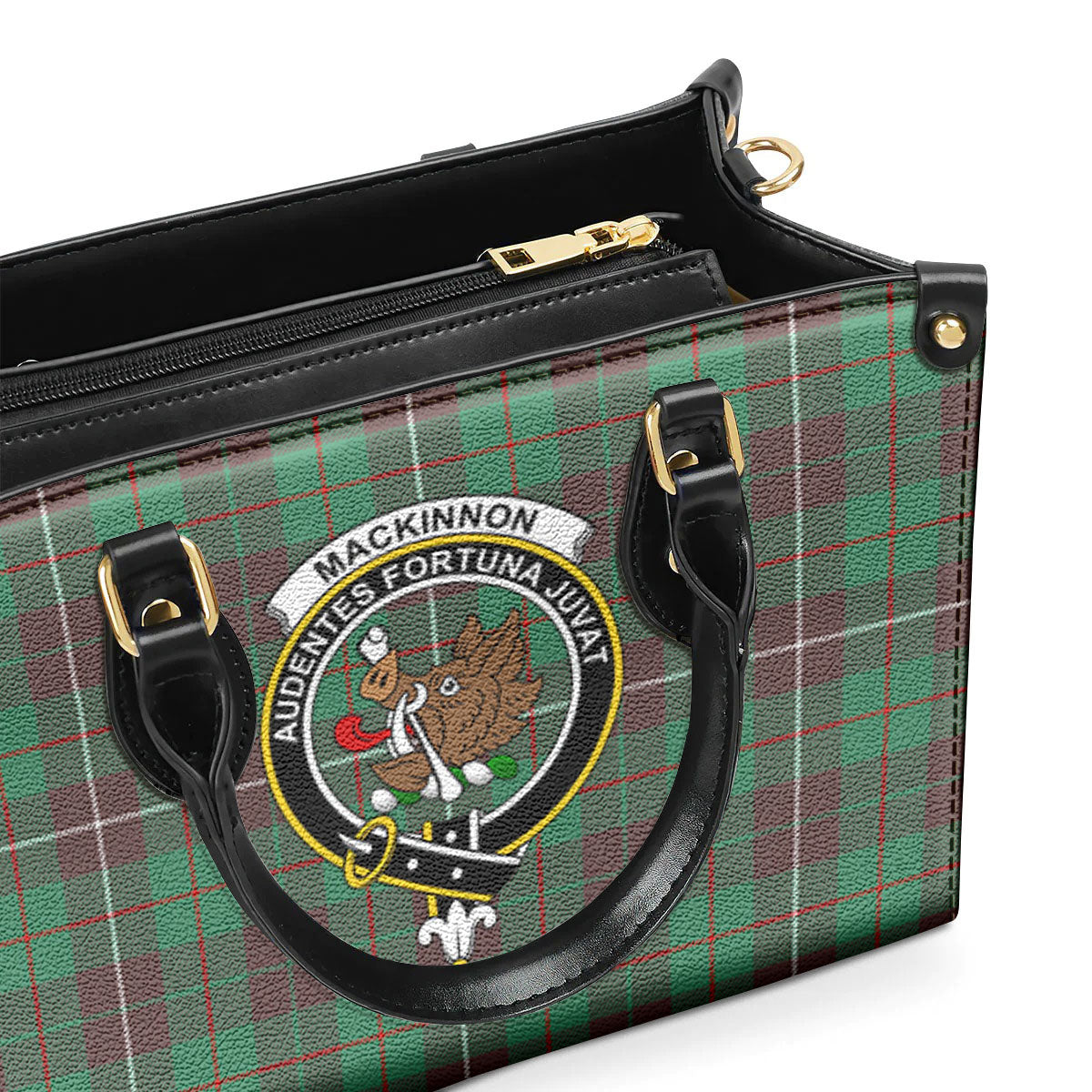 MacKinnon Hunting Ancient Tartan Crest Leather Handbag