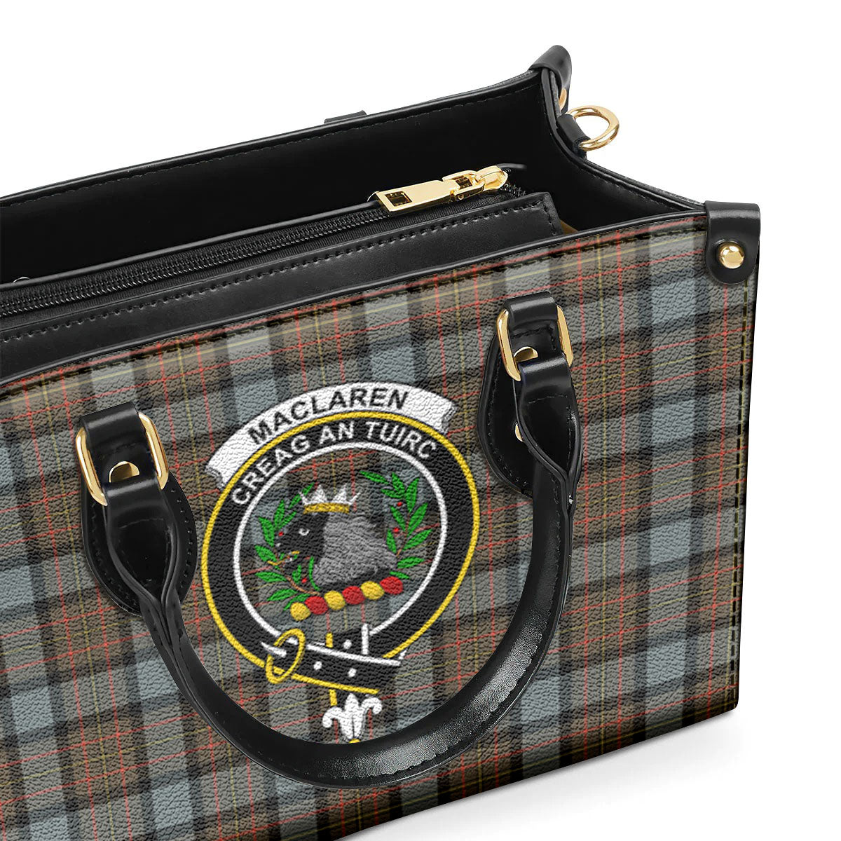 MacLaren Weathered Tartan Crest Leather Handbag