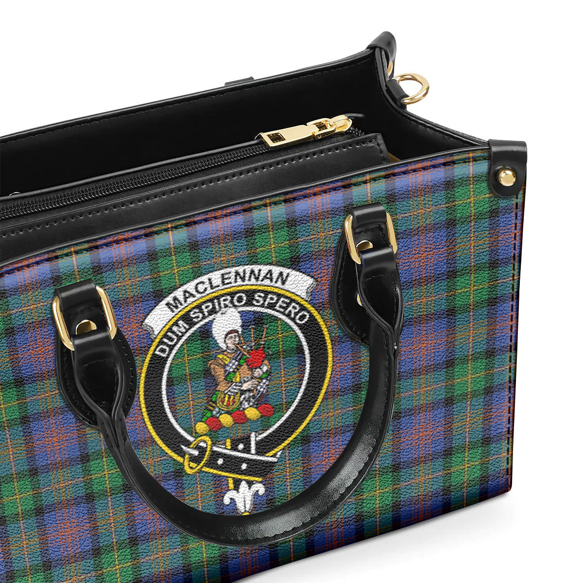 MacLennan Ancient Tartan Crest Leather Handbag