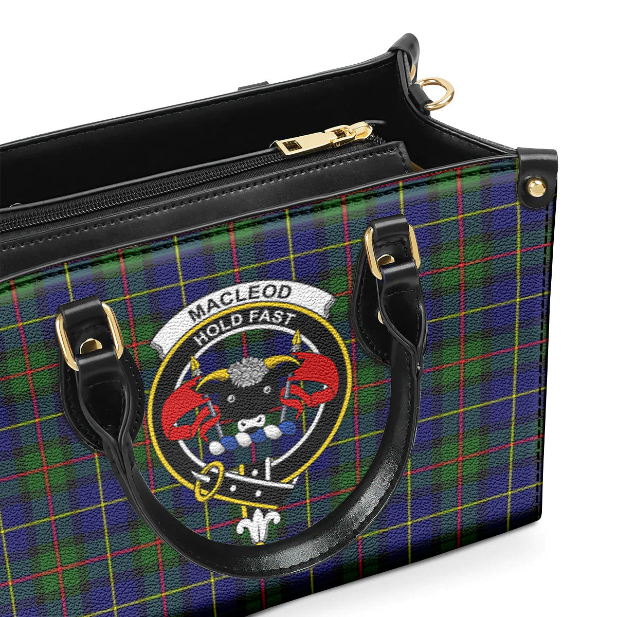 MacLeod of Harris Modern Tartan Crest Leather Handbag