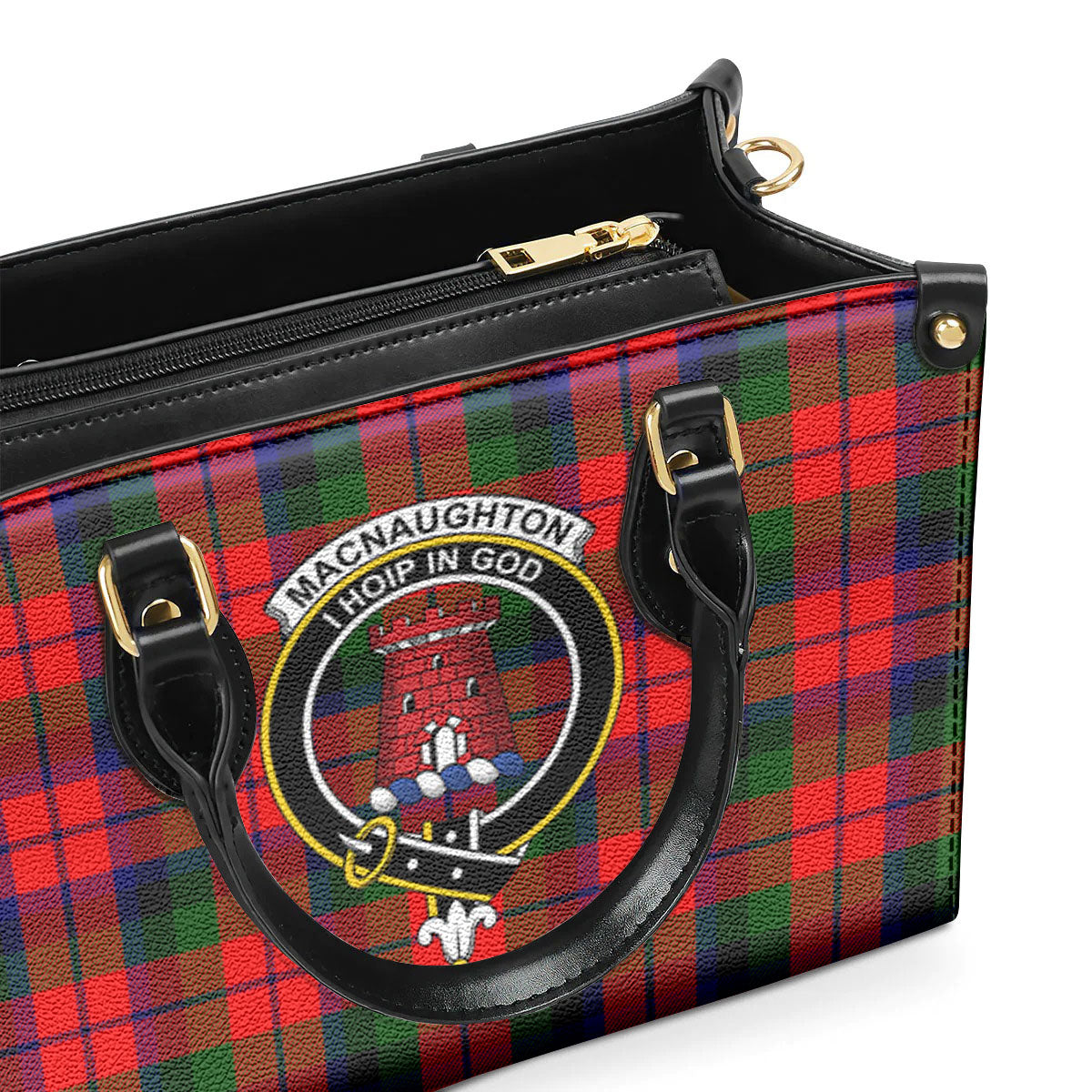 MacNaughton Modern Tartan Crest Leather Handbag