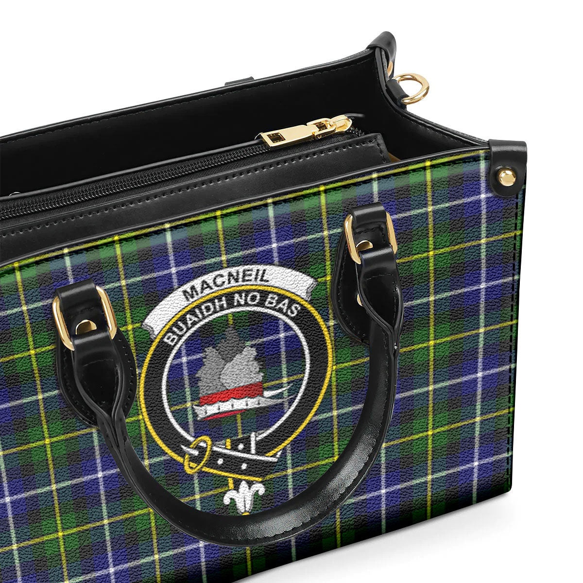 MacNeil of Barra Modern Tartan Crest Leather Handbag