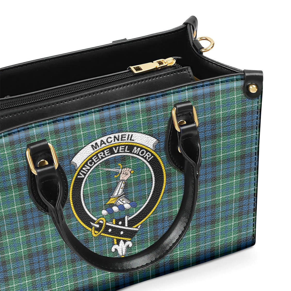 MacNeil of Colonsay Ancient Tartan Crest Leather Handbag