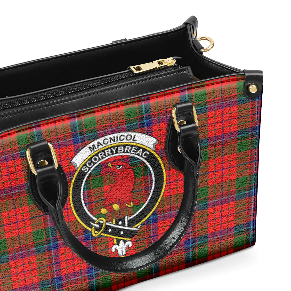 MacNicol (of Scorrybreac) Tartan Crest Leather Handbag