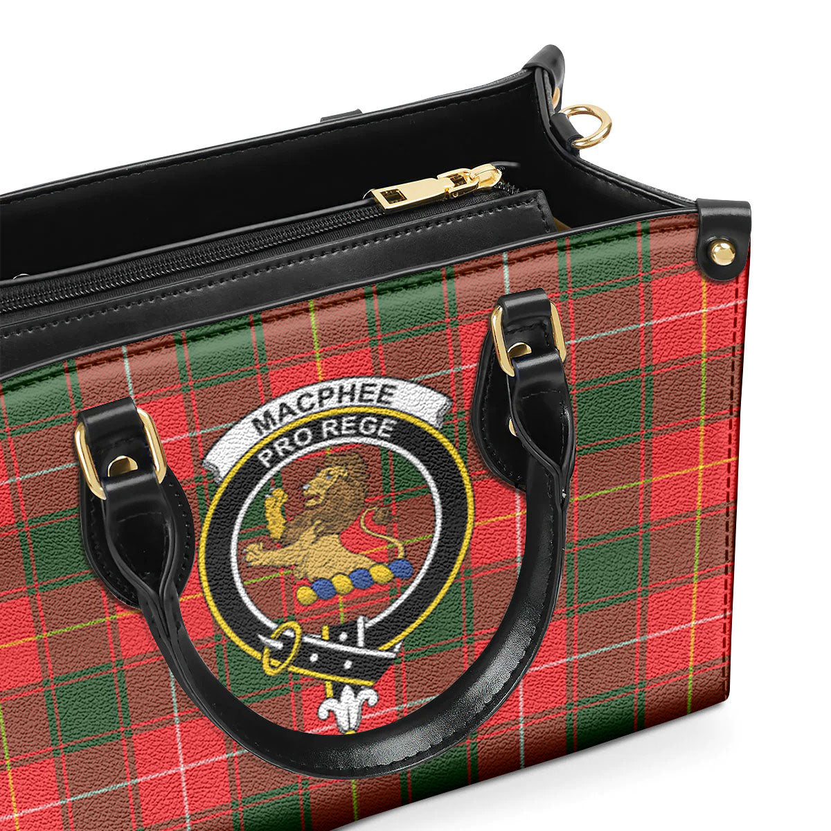 MacPhee Modern Tartan Crest Leather Handbag