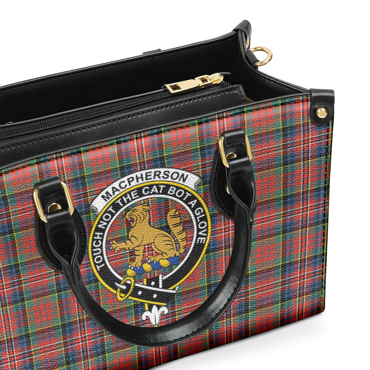 MacPherson Ancient Tartan Crest Leather Handbag