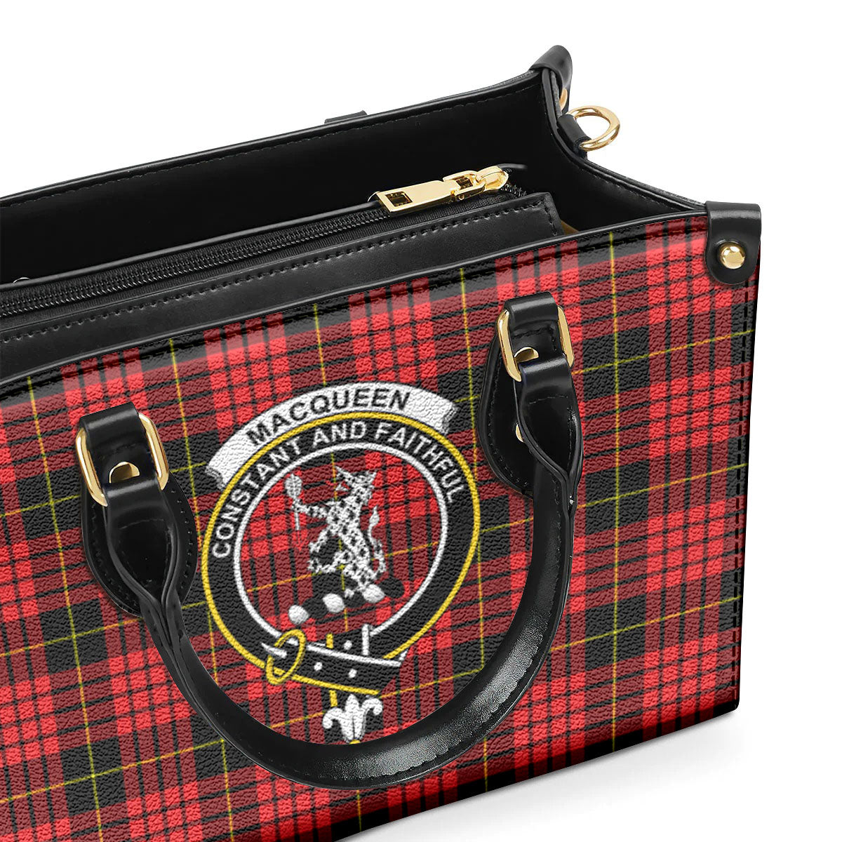 MacQueen Modern Tartan Crest Leather Handbag