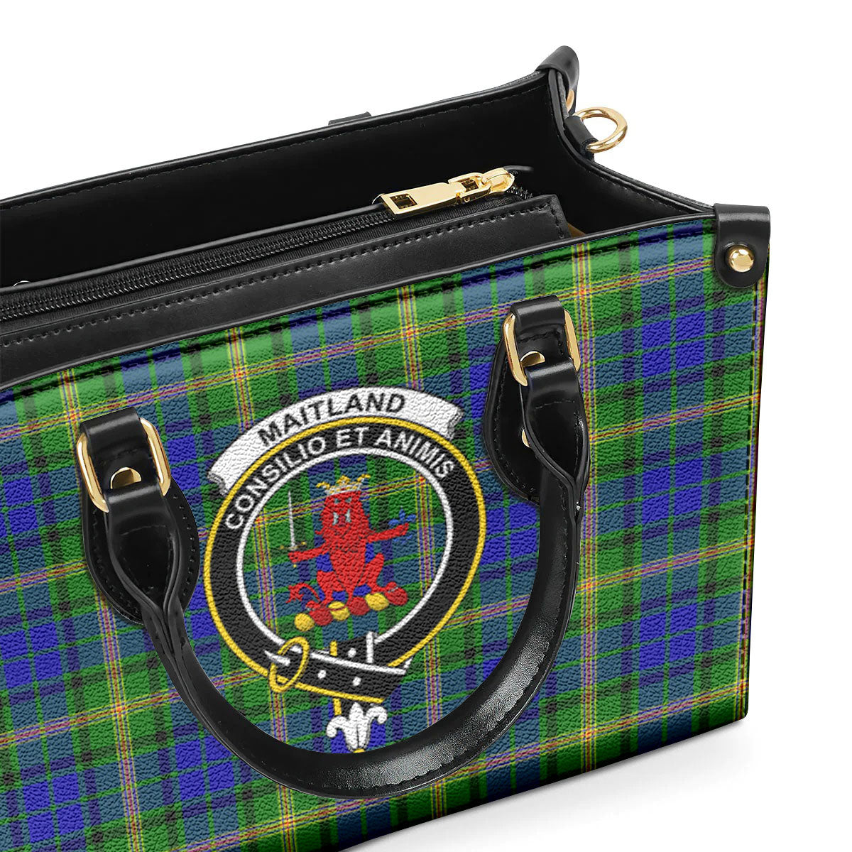 Maitland Tartan Crest Leather Handbag